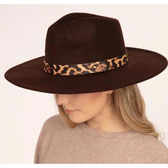Juicy Couture Accessories - New Juicy Couture Fedora Hat with Leopard Trim And Rhinestones